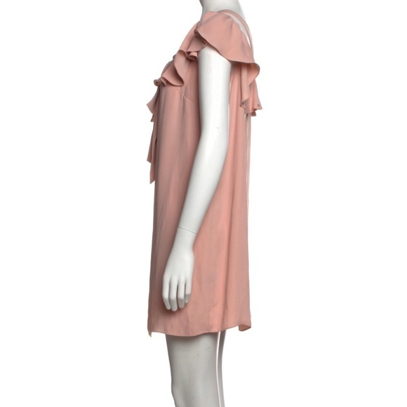 JAY GODFREY Pink Mini Dress Ruffle and Bow Details Off the Shoulder NWT - Picture 3 of 16